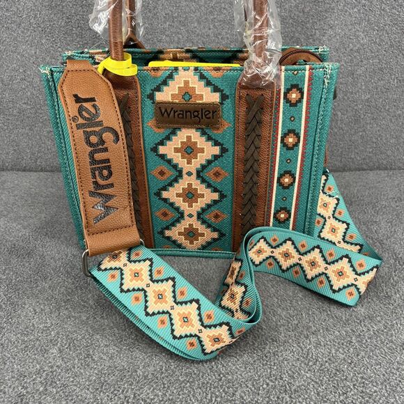 Wrangler Southwestern Small Crossbody Tote Bag Green WG2203-8120S\STQ - Picture 4 of 13